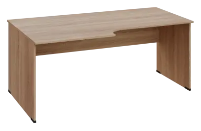 ERL 28 - 188 stůl kancelářský, rohový, levý, dřevěná podnož, deska 25 mm, široký 1800 mm, dub bardolino